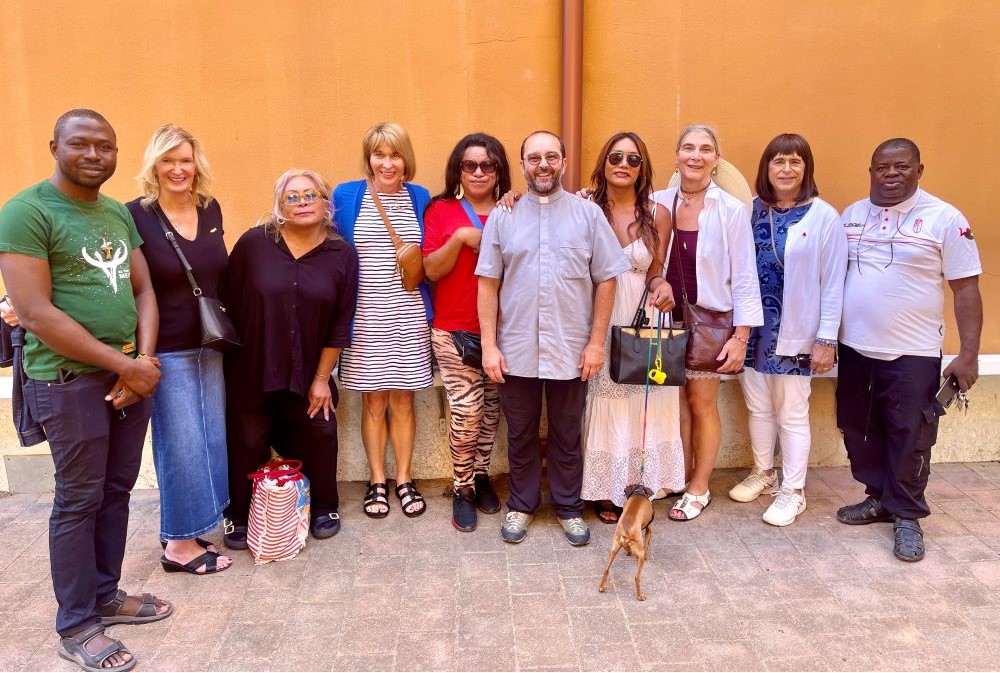 Christine Zuba, Maureen Rasmussen, Lynn Discenza and Martha Marvel meet Sept. 16 with some of the transgender sex workers Fr. Andrea Conocchia ministers to at the Church of the Immaculate Blessed Virgin in Torvaianica, a town outside Rome. (Camillo Barone) Christine Zuba, Maureen Rasmussen, Lynn Discenza and Martha Marvel meet Sept. 16 with some of the transgender sex workers Fr. Andrea Conocchia ministers to at the Church of the Immaculate Blessed Virgin in Torvaianica.